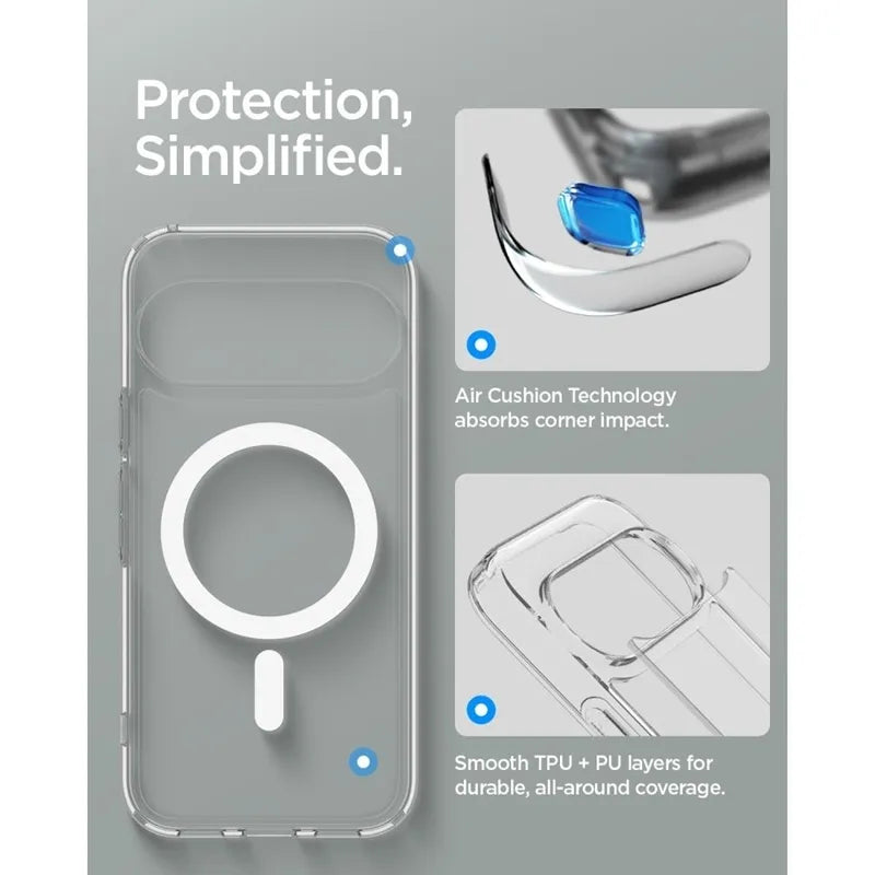 Spigen Ultra Hybrid Mag MagSafe – dėklas Google Pixel 11 Pro (skaidrus / baltas)