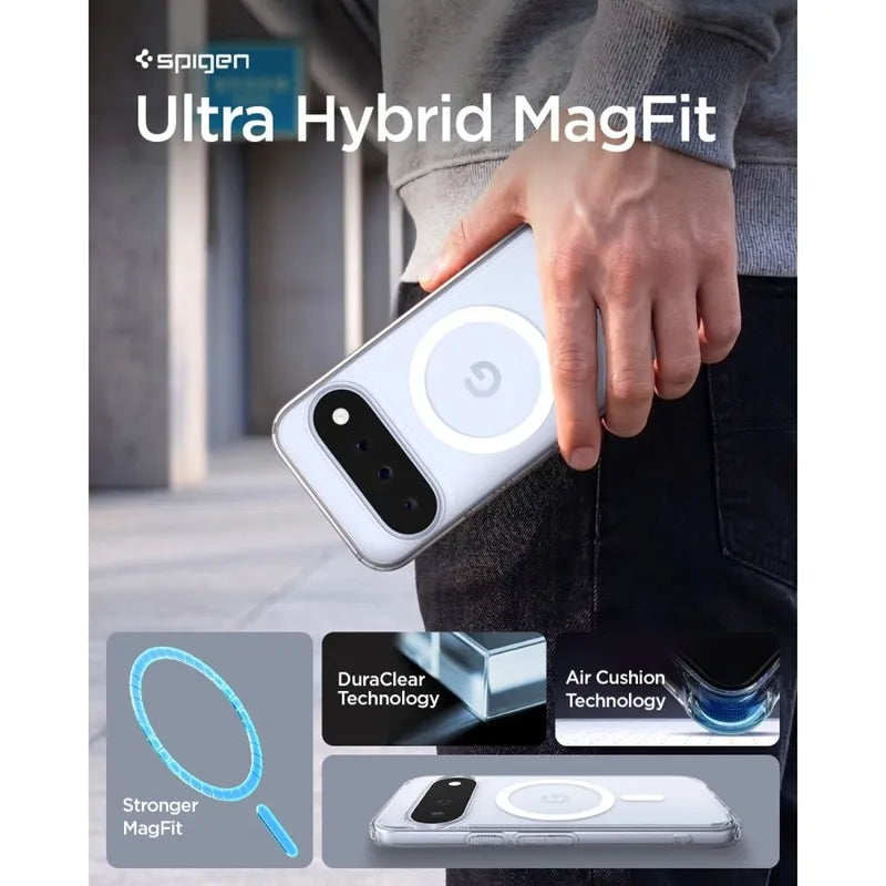 Spigen Ultra Hybrid Mag MagSafe – dėklas Google Pixel 11 (skaidrus/baltas)