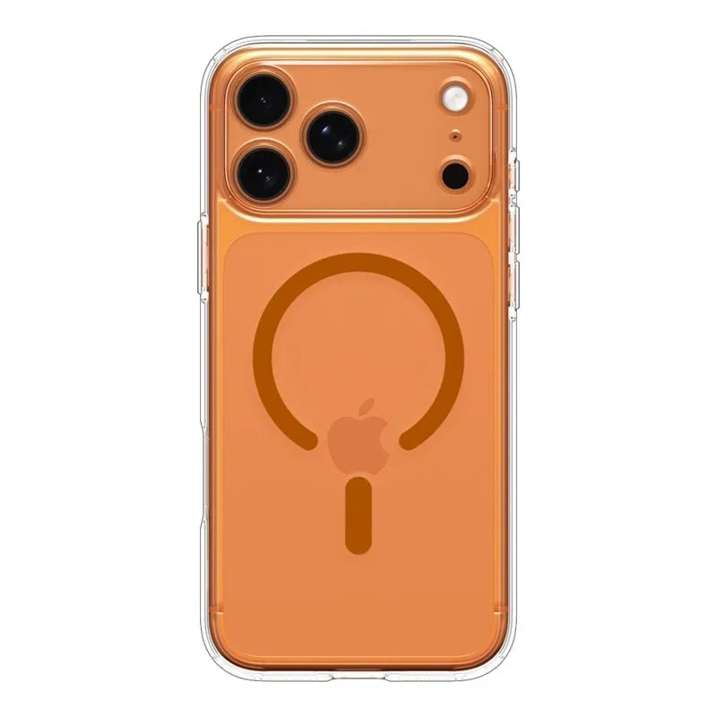 Spigen Ultra Hybrid Mag MagSafe dėklas iPhone 17 Pro (Skaidrus/Oranžinis)