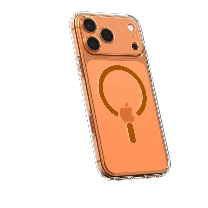 Spigen Ultra Hybrid Mag MagSafe dėklas iPhone 17 Pro (Skaidrus/Oranžinis)