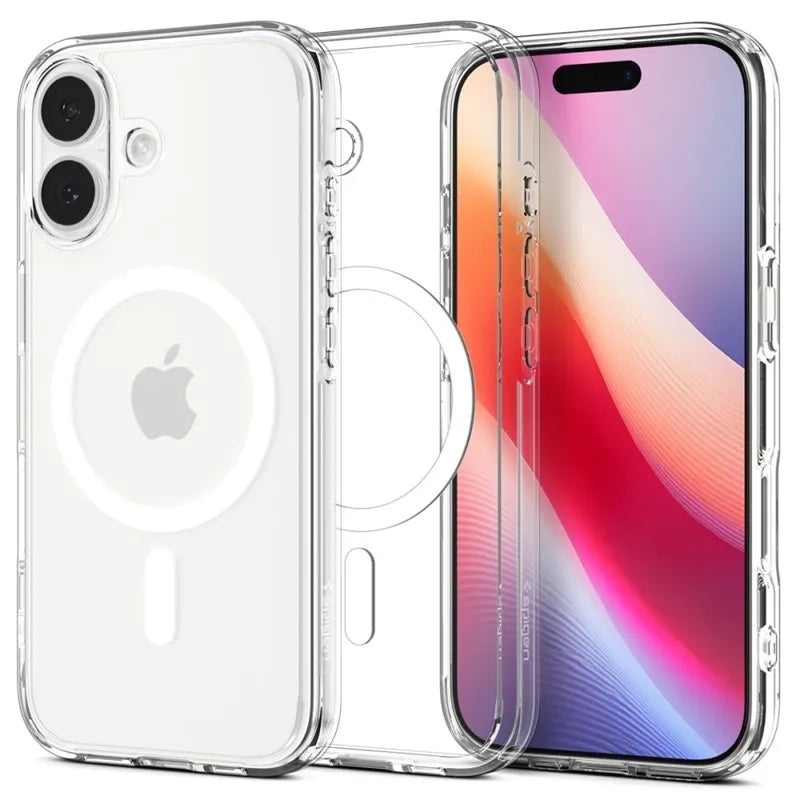 Spigen Ultra Hybrid Mag MagSafe dėklas iPhone 17 (Skaidrus/Baltas)