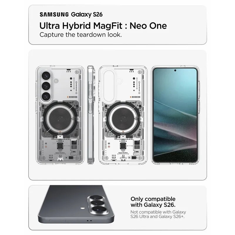 Spigen Ultra Hybrid Mag MagSafe – dėklas „Samsung Galaxy S26“ (Neo One)