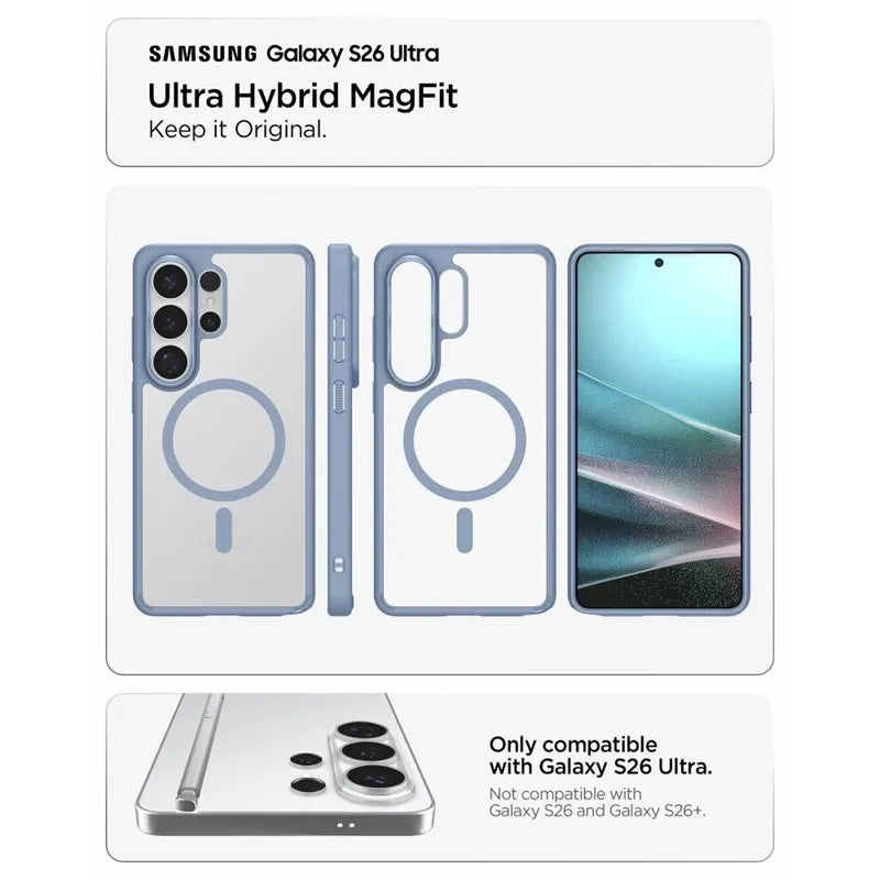 Spigen Ultra Hybrid Mag MagSafe – dėklas „Samsung Galaxy S26 Ultra“ (šviesiai mėlynas)