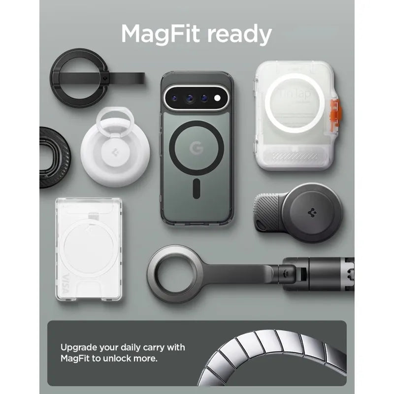 Spigen Ultra Hybrid Mag MagSafe – dėklas, skirtas Google Pixel 11 Pro (Frost Black)
