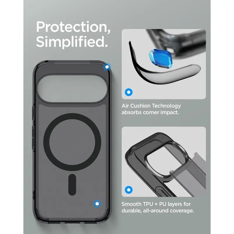 Spigen Ultra Hybrid Mag MagSafe – dėklas, skirtas Google Pixel 11 Pro (Frost Black)