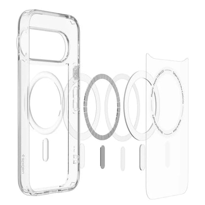 Spigen Ultra Hybrid Mag MagSafe – dėklas, skirtas Google Pixel 11 Pro XL (skaidrus / baltas)