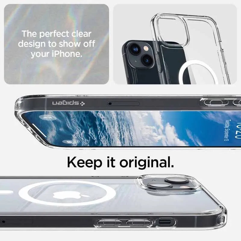 Spigen Ultra Hybrid Mag MagSafe – dėklas skirtas iPhone 14 (Baltas)