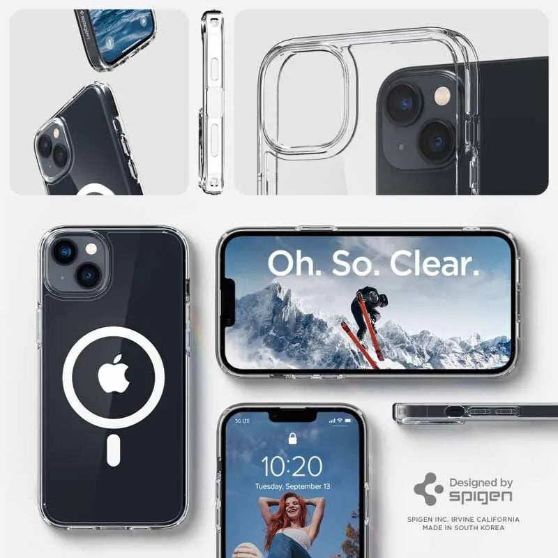 Spigen Ultra Hybrid Mag MagSafe – dėklas skirtas iPhone 14 (Baltas)