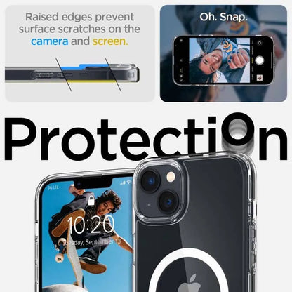 Spigen Ultra Hybrid Mag MagSafe – dėklas skirtas iPhone 14 (Baltas)