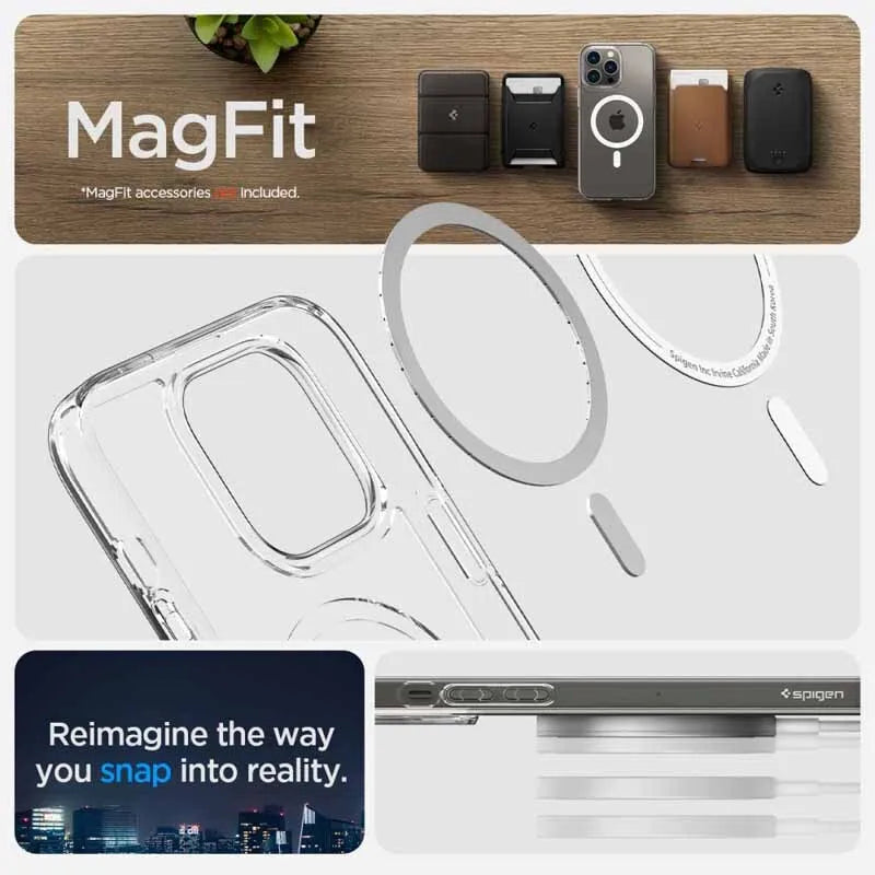 Spigen Ultra Hybrid Mag MagSafe – dėklas, skirtas iPhone 14 Pro (Baltas)