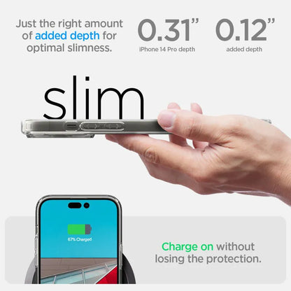 Spigen Ultra Hybrid Mag MagSafe – dėklas, skirtas iPhone 14 Pro (Baltas)