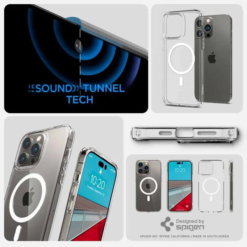 Spigen Ultra Hybrid Mag MagSafe – dėklas, skirtas iPhone 14 Pro (Baltas)