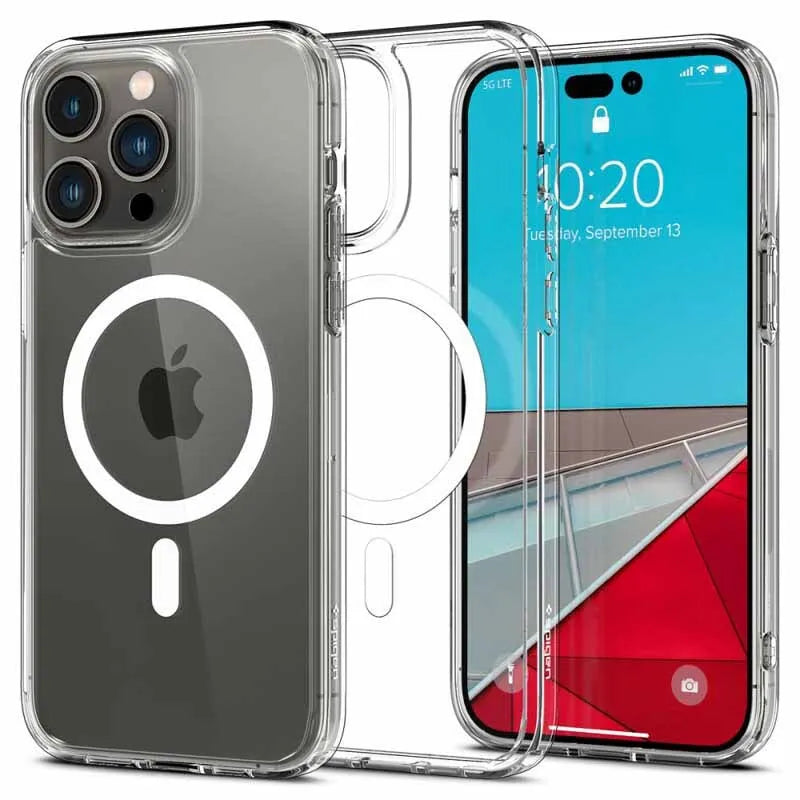 Spigen Ultra Hybrid Mag MagSafe – dėklas, skirtas iPhone 14 Pro (Baltas)