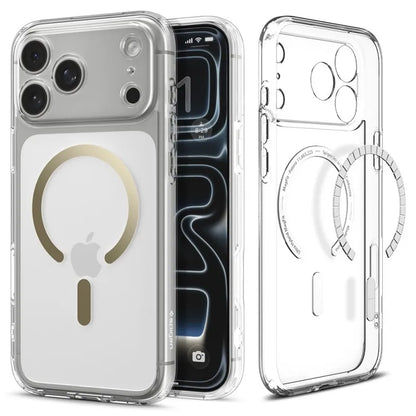 Spigen Ultra Hybrid Mag MagSafe - Dėklas, skirtas iPhone 17 Pro Max (Skaidrus/Auksinis)