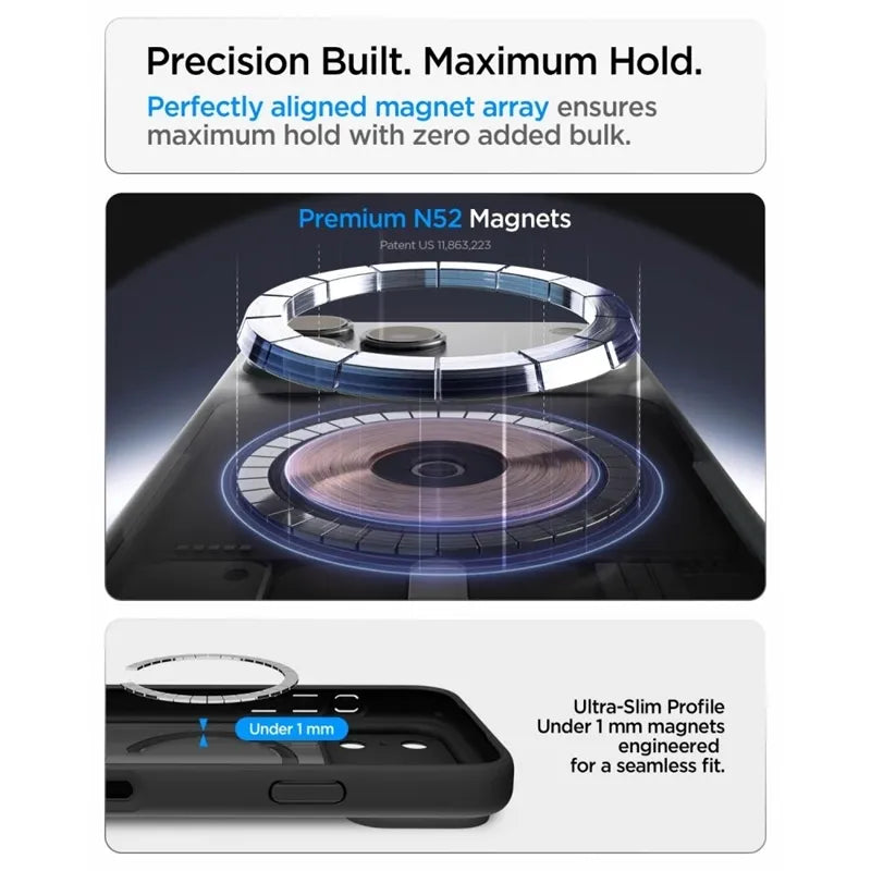 Spigen Ultra Hybrid Mag MagSafe – dėklas, skirtas iPhone 18 Pro / 17 Pro (Frost Black)