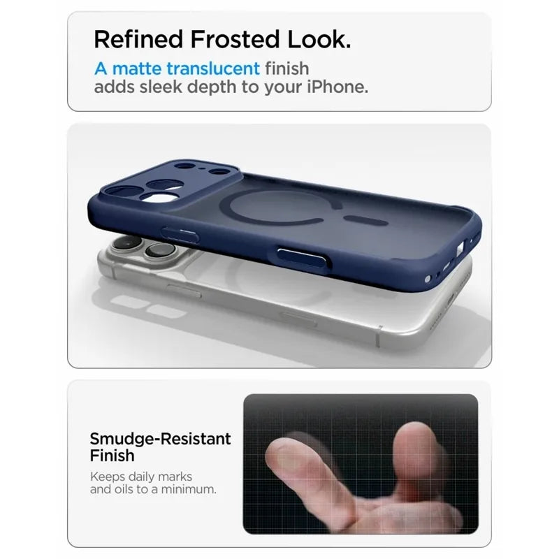 Spigen Ultra Hybrid Mag MagSafe – dėklas, skirtas iPhone 18 Pro / 17 Pro (Frost Deep Blue)
