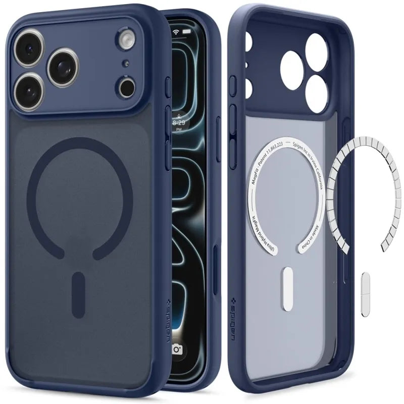 Spigen Ultra Hybrid Mag MagSafe – dėklas, skirtas iPhone 18 Pro / 17 Pro (Frost Deep Blue)
