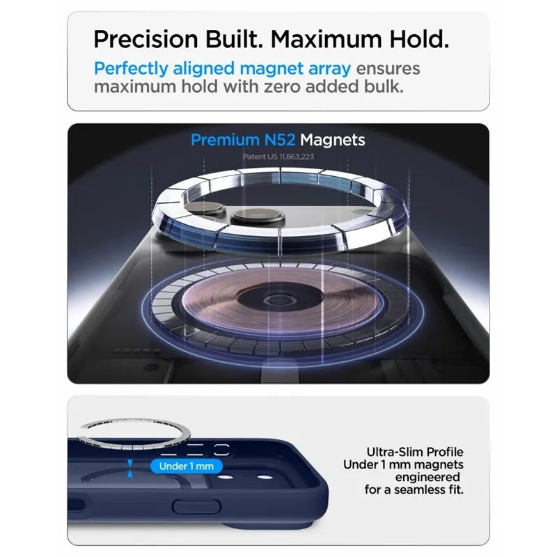 Spigen Ultra Hybrid Mag MagSafe – dėklas, skirtas iPhone 18 Pro / 17 Pro (Frost Deep Blue)