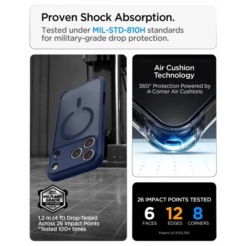 Spigen Ultra Hybrid Mag MagSafe – dėklas, skirtas iPhone 18 Pro / 17 Pro (Frost Deep Blue)
