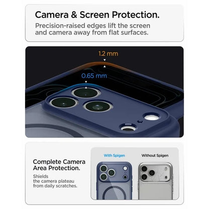 Spigen Ultra Hybrid Mag MagSafe – dėklas, skirtas iPhone 18 Pro / 17 Pro (Frost Deep Blue)