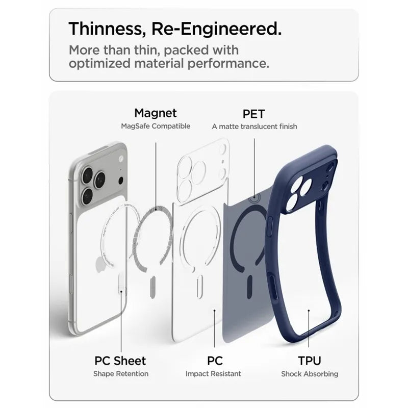 Spigen Ultra Hybrid Mag MagSafe – dėklas, skirtas iPhone 18 Pro / 17 Pro (Frost Deep Blue)