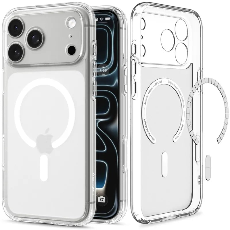 Spigen Ultra Hybrid Mag MagSafe – dėklas, skirtas iPhone 18 Pro / 17 Pro (Frost White)
