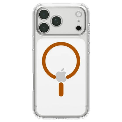 Spigen Ultra Hybrid Mag MagSafe – dėklas, skirtas iPhone 18 Pro / 17 Pro (permatomas / oranžinis)