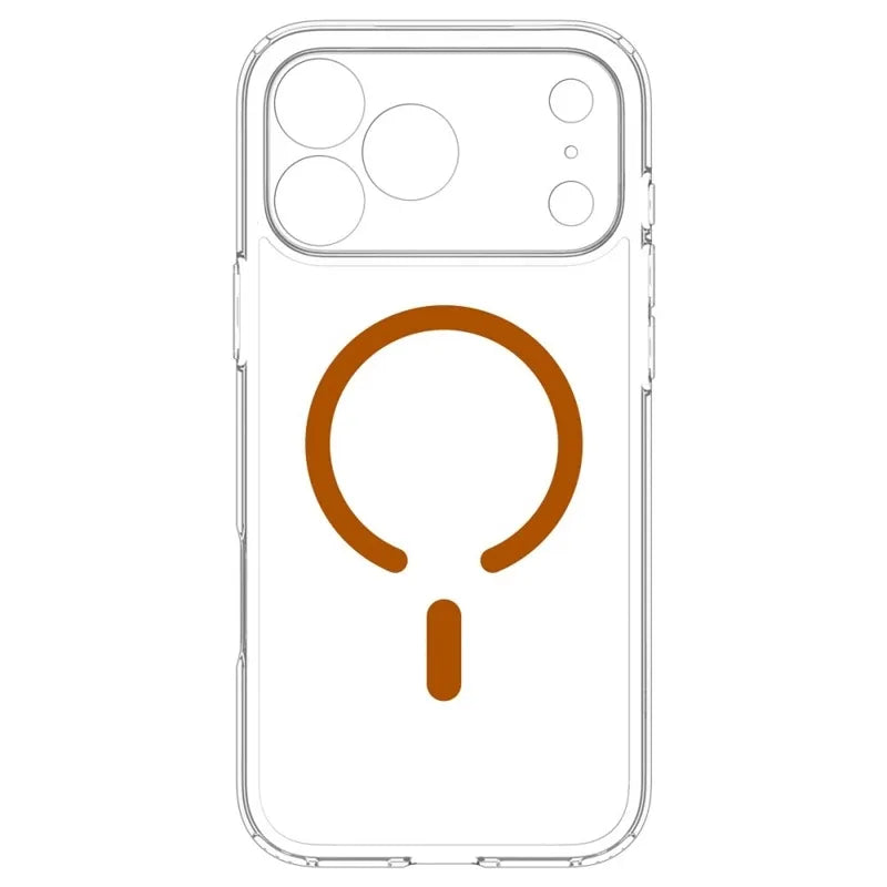 Spigen Ultra Hybrid Mag MagSafe – dėklas, skirtas iPhone 18 Pro / 17 Pro (permatomas / oranžinis)