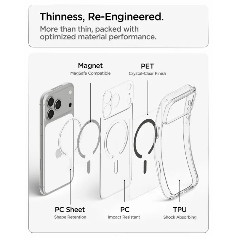 Spigen Ultra Hybrid Mag MagSafe – dėklas, skirtas iPhone 18 Pro / 17 Pro (skaidrus / grafito spalvos)