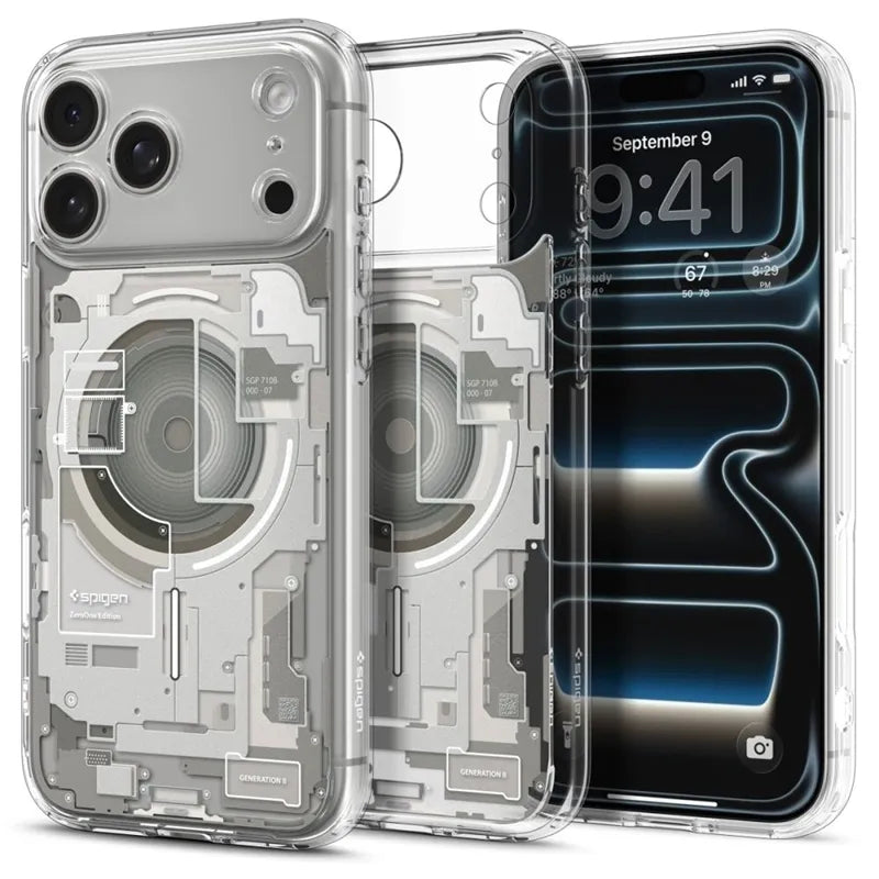 Spigen Ultra Hybrid Mag MagSafe – dėklas, skirtas iPhone 18 Pro / 17 Pro (Zero One Natural Titanium)