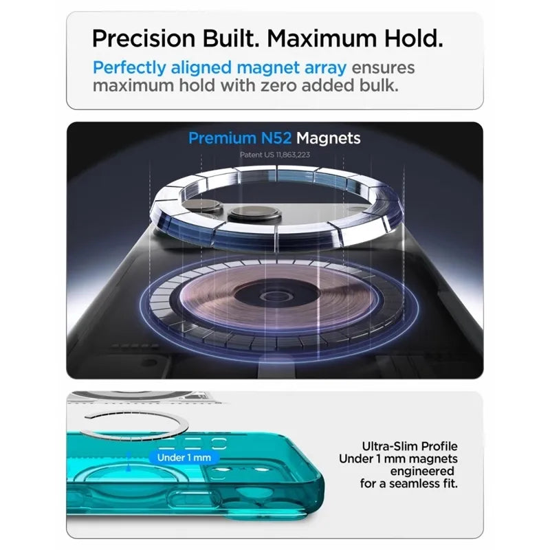 „Spigen Ultra Hybrid Mag MagSafe“ – dėklas, skirtas „iPhone 18 Pro Max“ / „17 Pro Max“ (C-One Bondi Blue)