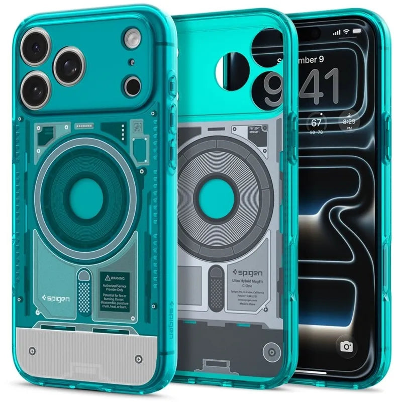 „Spigen Ultra Hybrid Mag MagSafe“ – dėklas, skirtas „iPhone 18 Pro Max“ / „17 Pro Max“ (C-One Bondi Blue)