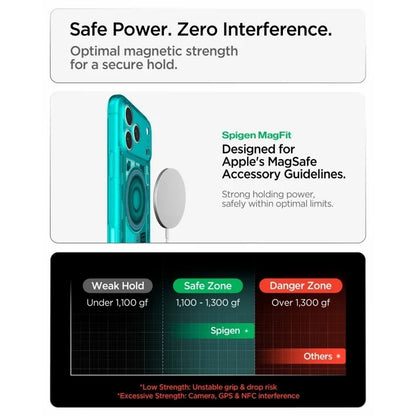 „Spigen Ultra Hybrid Mag MagSafe“ – dėklas, skirtas „iPhone 18 Pro Max“ / „17 Pro Max“ (C-One Bondi Blue)