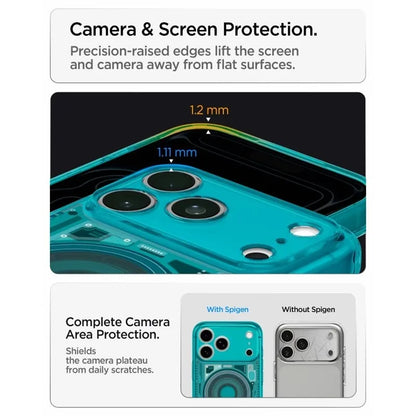 „Spigen Ultra Hybrid Mag MagSafe“ – dėklas, skirtas „iPhone 18 Pro Max“ / „17 Pro Max“ (C-One Bondi Blue)