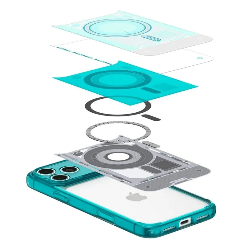 „Spigen Ultra Hybrid Mag MagSafe“ – dėklas, skirtas „iPhone 18 Pro Max“ / „17 Pro Max“ (C-One Bondi Blue)