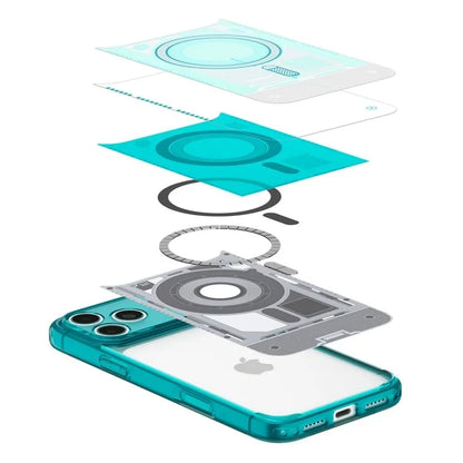 „Spigen Ultra Hybrid Mag MagSafe“ – dėklas, skirtas „iPhone 18 Pro Max“ / „17 Pro Max“ (C-One Bondi Blue)