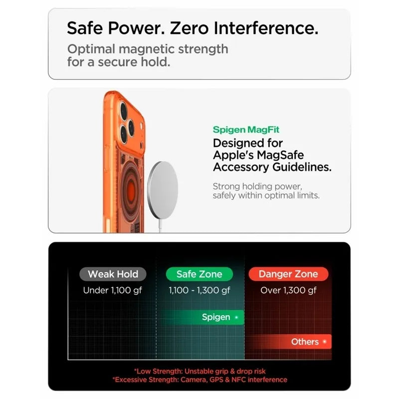 Spigen Ultra Hybrid Mag MagSafe – dėklas, skirtas iPhone 18 Pro Max / 17 Pro Max (C-One Tangerine)