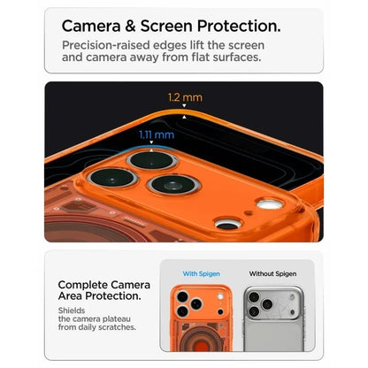 Spigen Ultra Hybrid Mag MagSafe – dėklas, skirtas iPhone 18 Pro Max / 17 Pro Max (C-One Tangerine)