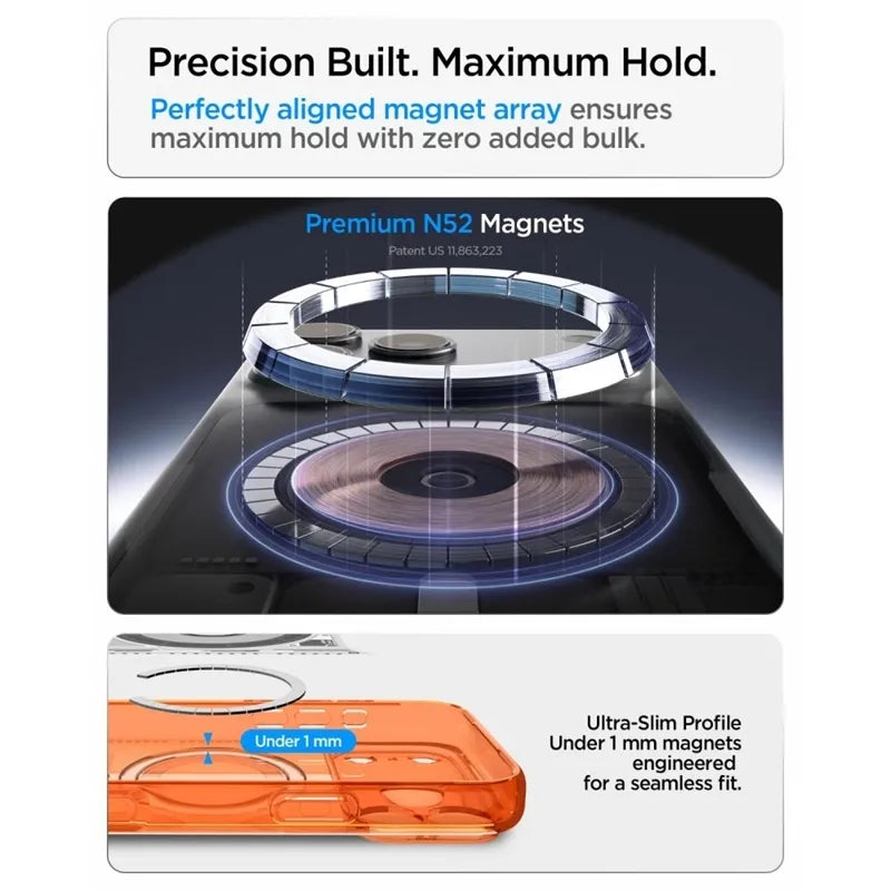 Spigen Ultra Hybrid Mag MagSafe – dėklas, skirtas iPhone 18 Pro Max / 17 Pro Max (C-One Tangerine)
