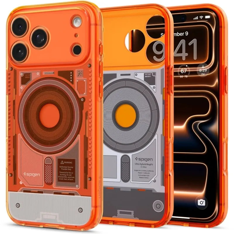 Spigen Ultra Hybrid Mag MagSafe – dėklas, skirtas iPhone 18 Pro Max / 17 Pro Max (C-One Tangerine)