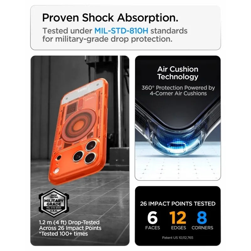 Spigen Ultra Hybrid Mag MagSafe – dėklas, skirtas iPhone 18 Pro Max / 17 Pro Max (C-One Tangerine)
