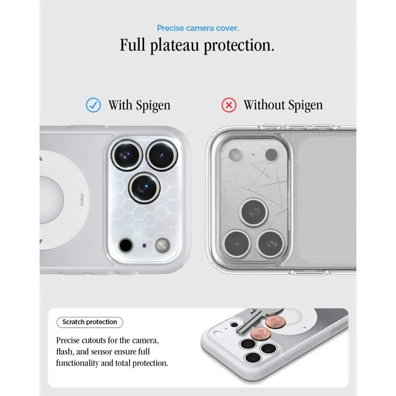 Spigen Ultra Hybrid Mag MagSafe – dėklas, skirtas iPhone 18 Pro Max / 17 Pro Max (klasikinė sidabrinė spalva)