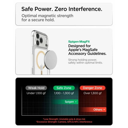 Spigen Ultra Hybrid Mag MagSafe – dėklas, skirtas iPhone 18 Pro Max / 17 Pro Max (skaidrus / auksinis)