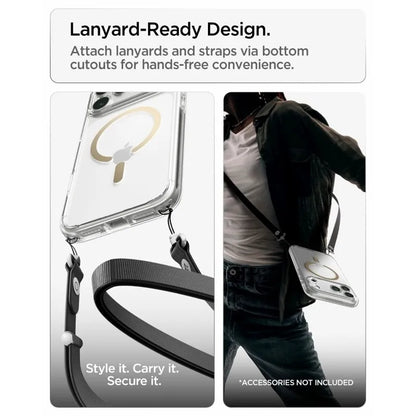 Spigen Ultra Hybrid Mag MagSafe – dėklas, skirtas iPhone 18 Pro Max / 17 Pro Max (skaidrus / auksinis)