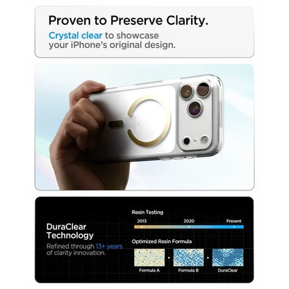 Spigen Ultra Hybrid Mag MagSafe – dėklas, skirtas iPhone 18 Pro Max / 17 Pro Max (skaidrus / auksinis)