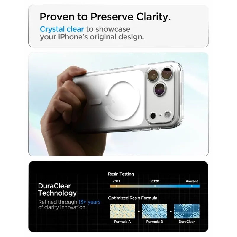 Spigen Ultra Hybrid Mag MagSafe – dėklas, skirtas iPhone 18 Pro Max / 17 Pro Max (skaidrus / baltas)