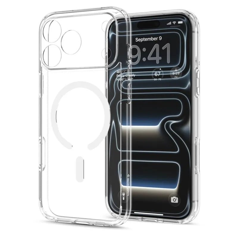 Spigen Ultra Hybrid Mag MagSafe – dėklas, skirtas iPhone 18 Pro Max / 17 Pro Max (skaidrus / baltas)
