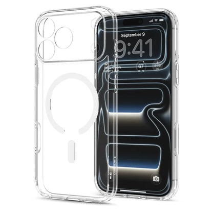 Spigen Ultra Hybrid Mag MagSafe – dėklas, skirtas iPhone 18 Pro Max / 17 Pro Max (skaidrus / baltas)