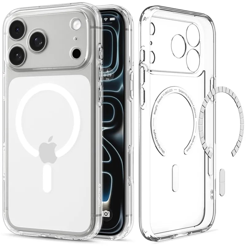 Spigen Ultra Hybrid Mag MagSafe – dėklas, skirtas iPhone 18 Pro Max / 17 Pro Max (skaidrus / baltas)