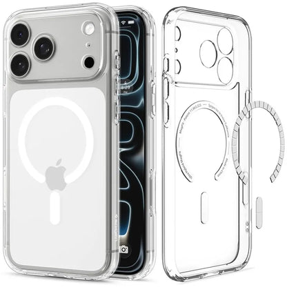 Spigen Ultra Hybrid Mag MagSafe – dėklas, skirtas iPhone 18 Pro Max / 17 Pro Max (skaidrus / baltas)
